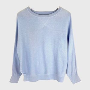 NRBY Women's Small Sweater Cotton Cashmere Blend Light Blue Dolman Sleeve